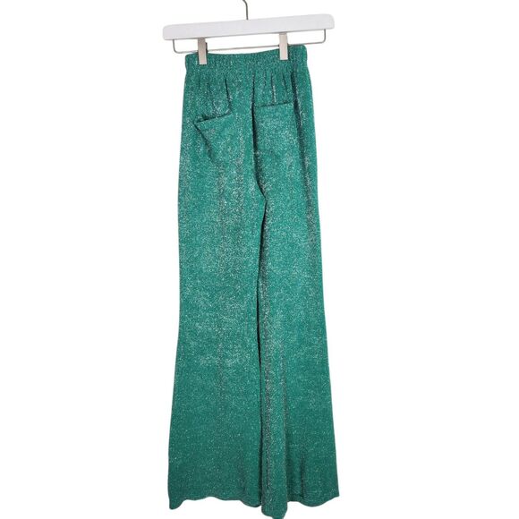 FRANKIES BIKINIS Pants Womens Small Green Johnson Terry Luxe Metallic Sweatpants - Picture 2 of 12